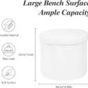 BoxedHome Dorm Room Storage - Round Cute Ottoman with Storage, Boucle Foot Stool Footrest for Lving Room, Support 220lbs, White 15"x 15" x12.6"