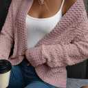 Dokotoo Women's 2026 Fashion Casual Open Front Long Sleeve Chunky Knit Cardigans Sweaters Outerwear Coats (Pink, L)