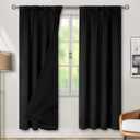 BGment Thermal Insulated 100% Blackout Curtains for Bedroom with Black Liner, Double Layer Full Room Darkening Noise Reducing Rod Pocket Curtain (52 x 72 Inch, Black, 2 Panels)