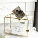 Glass Card Box with Slot, 10.2 inch Large Gold Clear Card Box for Wedding Receptions, Decorative Storage Box with Lock for Baby Shower, Birthday Party, Bridal Shower