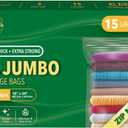 5 Gallon Large Plastic Storage Bags  18" x 24" (15 Count)  Reusuable XXL Extra Large Heavy Duty Clear Jumbo Freezer Zip Bags with Sealable Zipper Top For Clothes, Travel, Moving