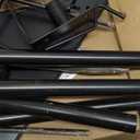 Bird Feeder Pole, 79 Inch Heavy Duty Bird House Pole Mount Kit for Outdoors, Adjustable Feeding Stand, with 2-Hooks, Metal Squirrel Baffle and 5-Prong Base, Black