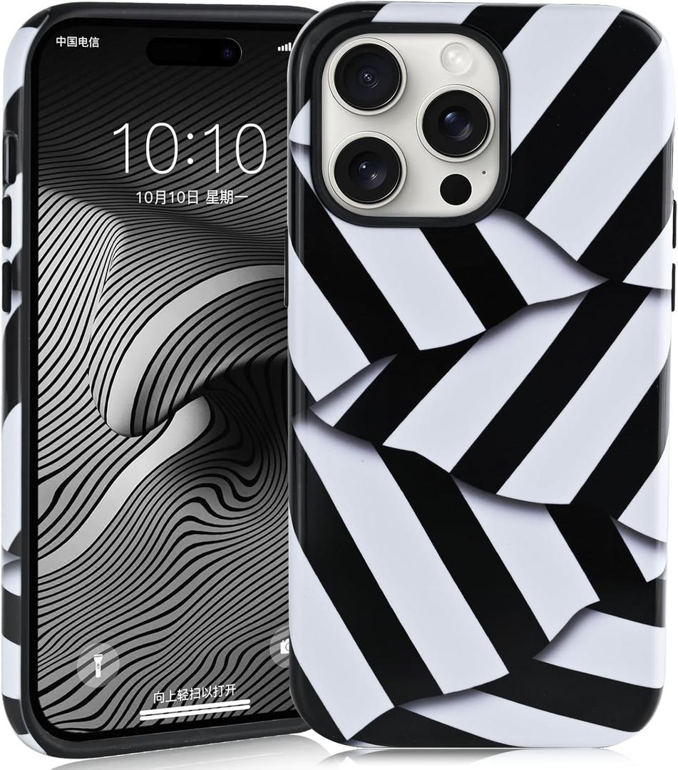 Stripe Case for iPhone 16 Pro, Art Vintage Cute Aesthetic Phone Case Shockproof Design Trendy Stylish Kawaii Protective Cover Women Girls