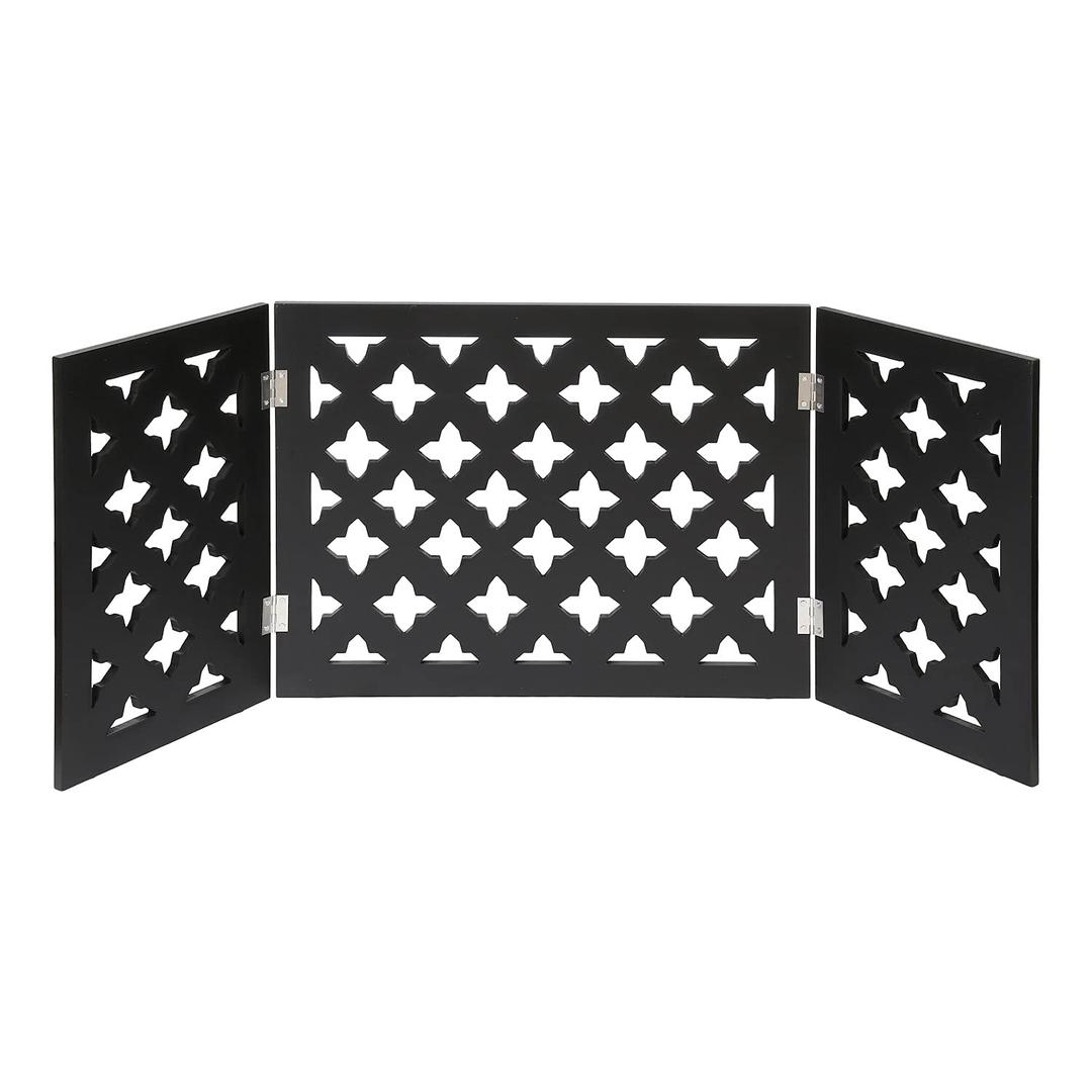 Indoor/Outdoor Solid Wood Starlight Design Freestanding Foldable Adjustable 3-Section Pet Gate (48" x 19")
