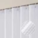 OVZME Extra Long White Shower Curtain Set- 96 Inch Long Waffle Weave Heavy Duty Fabric Shower Curtains for Bathroom, Luxury Heavy Duty Thick Cloth Shower Curtain with 12 Plastic Hooks, 72x96, White