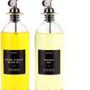 Molimoli Oil and Vinegar Dispenser with Metal Pour Spout, Weighted Pourer, Glass Bottle Dispenser for Kitchen, Olive Oil Cruet, Glass Olive Oil Bottle | 500ml, Set of 2 (Black)