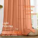 LAMIT Cafe Linen Curtains 36 Inch Length for Small Windows, Rod Pocket Light Filtering Drapes Boho Privacy Window Panels for Kitchen/Bathroom, 2 Panels, 42 x 36 Inch, Terracotta