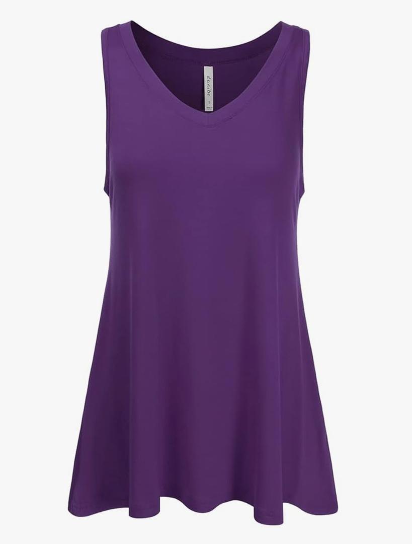 Women's Sleeveless V-Neck Flowy Blouse Tunic Top Soft Shirts, 5XL