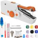 Handheld Sewing Machine for Beginners Quick Stitching, Mini Sewing Machine with Sewing Kits for Fast Fixing Hemming Suitable for Home,Travel,DIY(Orange)