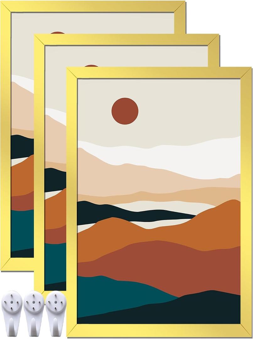 Gold 16x24 Picture Frame Set of 3, Gallery Wall Display Frames