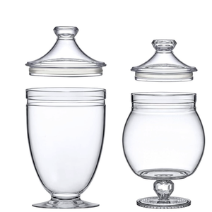 Amazing Abby - Admire - Plastic Apothecary Jars (3-Piece Set, 60/46/40 oz) (NOT Glass), Acrylic Jars with Lids, Bathroom Canisters, Candy Buffet, Wedding Display, BPA-Free and Shatter-Proof