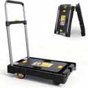 LEADALLWAY Heavy Duty Folding Platform Hand Truck with 3 Height Adjustments,Plug & Play Casters, Non-Slip Surface Multi-Functional Dolly for Furniture Moving and Storage, 300 lbs Capacity