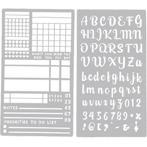 3 x Planner Stencils Templates,Reusable Metal Stencils for Journaling,Habit Tracker Calendars, Bookmark, Planning, Lines,Tiny Letters, Small Number (Alphabet)