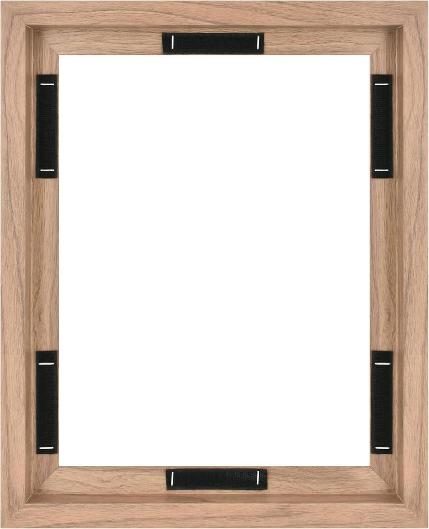 MCS Canvas Float Frames 11x14 Frame, Walnut Woodgrain for Finished Canvases, Vertical & Horizontal Wall Hanging Large with Adhesive for Canvas Paintings (1-Pack), 11x14 without Mat