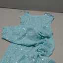 OYOANGLE Women's Spaghetti Strap Sparkly Sequin Cami Dress Sleeveless Fishtail Long Dresses Blue X-Small