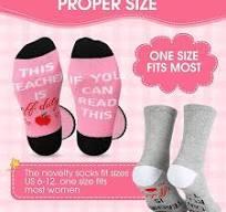 Best Teacher Ever Socks “This Teacher Is Off Duty” Sole Women's One Size 6 - 11
