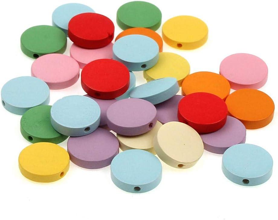 120 Round Wood Discs with Hole - Spacer Beads, Diffuser Beads, Blank Wood Charm Pendants for Christmas, Birthday, Board Tags, DIY Jewelry Earring Making (1 1/ 5", Multi)