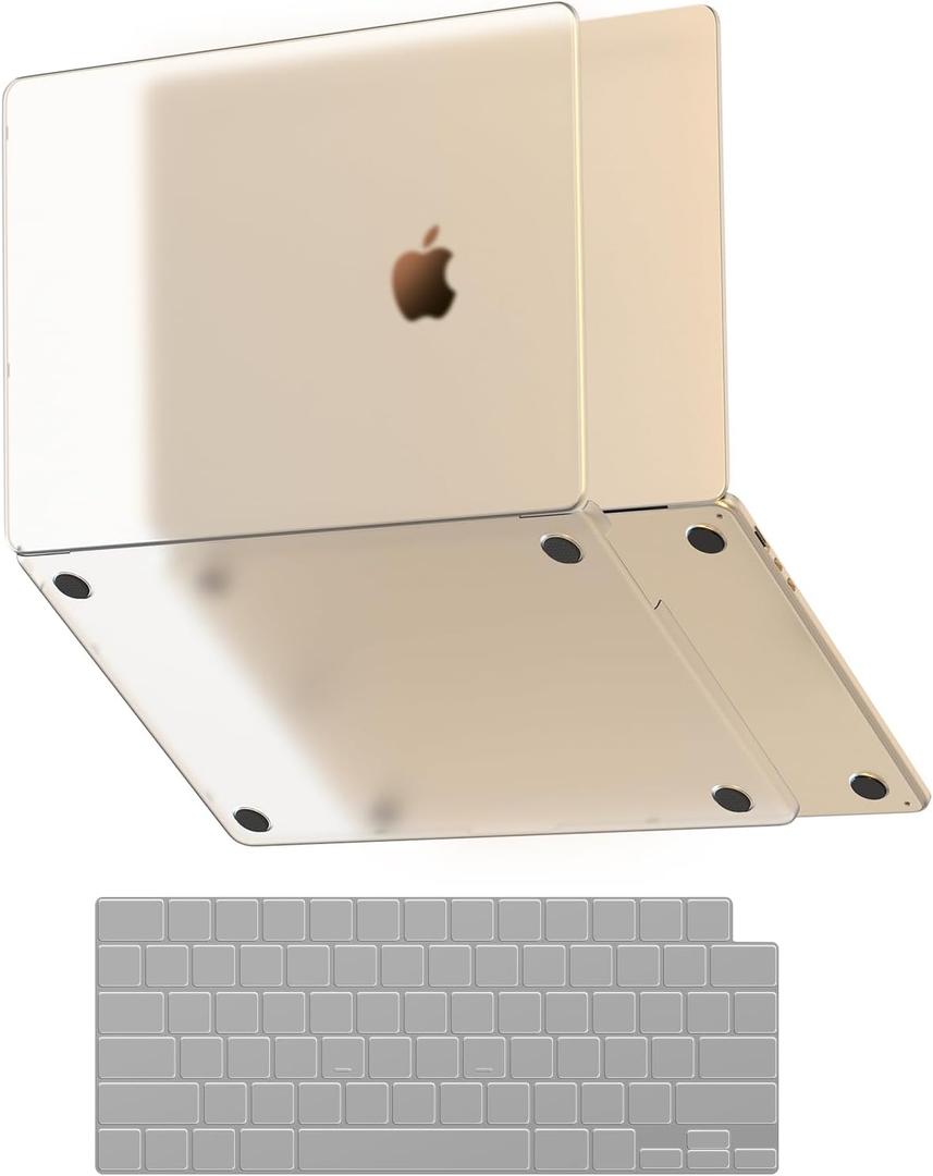 Soonjet for MacBook Air 13 inch Case with Keyboard Cover, Matte Finish Cover, Fits 2022-2025 M4/M3/M2 Models A3240 A3113 A2681, Color-Matched Transparent Design for MacBook Air 13.6 inch (Starlight Clear)