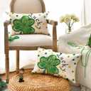 AVOIN colorlife St Patricks Day Clover Lucky Shamrock Throw Pillow Covers, 12 x 20 Inch Polka Dot Green Cushion Case Decoration for Sofa Couch Set of 2