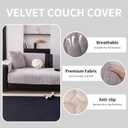 Velvet Couch Cover, Washable Sectional Sofa Cover, Anti Slip Sofa Slipcovers for 3 Cushion Couch Sofa L Shaped Recliner, Furniture Protector Covers for Pets Kids(Light Grey, Only 1 PC)