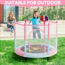 VGMiu 60" Trampoline for Kids, 5 FT Indoor & Outdoor Toddler Baby Trampoline with Basketball Hoop, Safety Enclosure, Birthday Gifts for Kids, Gifts for Boy and Girl, Age 3-8