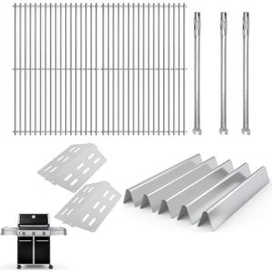 Grill Parts Kit for Weber Genesis 300 310 330 Genesis E330 E310 S310 S330 EP330 S320 E320 Grill Parts 17.5" Flavorizer Bars, Genesis 7528 Grates Heat Deflector Grill Parts Kit, 3Pcs 62752 Burner Tube