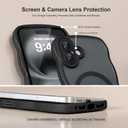 QVLANG Case for iPhone 16, Cute Wave Cover Case, Upgraded[Full Camera Protection][Compatible with Magsafe][Military Grade Protection][Translucent Matte] Phone Case for Women Girls, Black