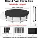 SAFANA 15FT Round Pool Covers for Above Ground Pools, Round Swimming Pool Cover [Upgrade 420D Thicker] Protective Leaf Cover with Reflective Strip, Tear Resistant Durability, UV Resistance, Black