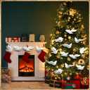 Pinkunn 6pcs Christmas Dove Ornaments Artificial White Peace Dove Hanging Decoration White Resin Birds with Gold String for Christmas Tree Decorations Wedding Cake Centerpieces DIY Decoration