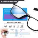 Bifocal Reading Glasses Men Women - Blue Light Computer Readers Progressive Clear Top Wide Frame Cheaters Eyeglasses (Black & Gunmetal)