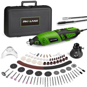 180W Rotary Tool Kit, 1.5-Amp PHALANX 6 Variable Speed with Flex Shaft, 8000-32000RPM Multi-Tool& 139pcs Accessories Kit, Power Multiuse Set Perfect for Crafting Projects and DIY Creations