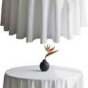 WIGENIUS 2 Pack White Table Cloth Round Tablecloths 90 Inch,Polyester Table Cloth for 5 Foot Round Tables,Wrinkle Resistant Washable Fabric Table Covers for Party,Wedding Banquet, White