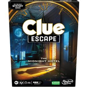 Clue Escape: The Midnight Hotel Board Game, Clue Escape Room Game, 1-Time Solve Mystery Games, Family Games for Ages 10+, 1-6 Players, 90 Mins. Avg.