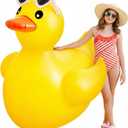 2x Hungdao 4 ft Giant Inflatable Rubber Duck Pool Float with Sunglasses Large Blow up Duck, Summer Beach Swimming Pool Party, Duck Party Decorations, Vacation Floating Decoration, Funny Gift