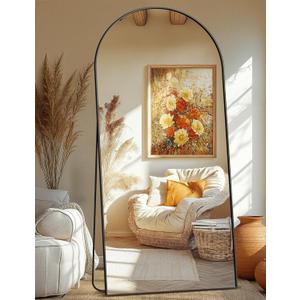 Full Length Arched Mirror, 75"x35" Standing Floor Full Body Mirror for Wall with Aluminum Alloy Frame for Bedroom, Living Room, Dressing Room(Black)