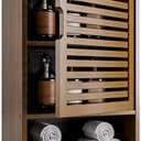 HITNET Medicine Cabinet, Wall Hanging Cabinet with Adjustable Shelf, Bathroom Storage Organizer Over The Toilet with Single Door and Open Bottom Shelf, Walnut