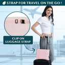 PAVILIA Travel Blanket Pillow, Soft Airplane Blanket 2-in-1 Combo Set, Plane Blanket Compact Packable, Flight Essentials Car Pillow, Travelers Gifts Accessories, Luggage Backpack Strap, 60x43 Pink