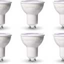 Amazon Basics MR16 LED Light Bulb, 50 Watt Equivalent, Energy Efficient 7W, GU10 Base, Warm White 3000K, Dimmable, 10,000 Hour Lifetime , 6-Pack