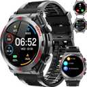 Military Smart Watches for Men(Answer/Make Calls), 1.52" HD Fitness Watch, AI Built-in,Heart Rate Sleep Monitor, AI Face,100+ Sport Modes, Text, IP68 Waterproof Smartwatch for Android iOS (Black)