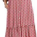 ANRABESS Boho Maxi Dresses for Women Summer Puff Sleeve V Neck Flowy Long Casual Dress with Pockets 2025 Vacation Outfits Large, Floral Red