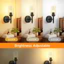 OUTON Battery Operated Wall Sconces Set of 2, Black Wireless Rechargeable Wall Lights with 8000mAh Detachable Battery, Remote Control, Touch Sensor, Dimmable LED Wall Sconce for Hallway Bedroom