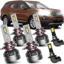 AWALITED Fits for 2016-2019 Ford Explorer High Low Beam Fog Lights Bulbs Combo, 6000K White Plug-and-Play Super Bright Light Bulbs, Pack of 6
