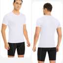 Men's Compression Shirt Short Sleeve Athletic Football Undershirts Quick Dry Base Layer T-Shirt Workout Gym Running, White, Medium