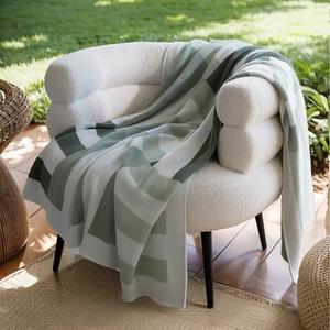 Double Stitch 100% Cotton Throw Blanket - Soft Knit Throw for Couch, Geometric Pattern, Cozy Luxury Decorative Blanket for Sofa, Bed, Living Room, 50" x 60", Sage Valley