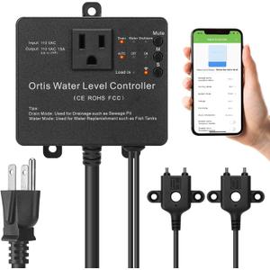 WiFi Sump Pump Controller Alarm, Check Water Level Status, Timely Alerts for Pump Failures & Overload, Keep Your Basement Dry, Perfect for Sewage Pits, Submersible /Utility /Water Well Pumps, Black