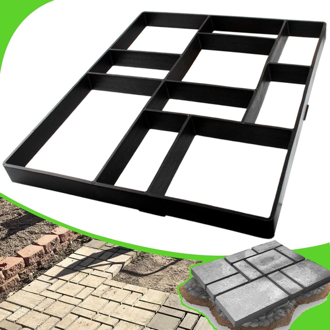 CJGQ Jumbo Size 23.6"x19.7"x1.8" Walk Maker Reusable Concrete Path Maker Molds Paver Lawn Patio Yard Garden DIY Walkway Pavement Paving Moulds (10-Grid)