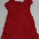 MASCOMODA Women's Summer Spaghetti Strap Ruched Mini Bodycon Dress 2024 Short Sexy V Neck Wedding Guest Club Cocktail Dress (Red), XL