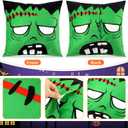 Breling 6 Set Halloween Pillow Covers, Black Cats Ghosts Pumpkin Soft Plush Faux Fur Wool Couch Throw Cushion Cover for Halloween Sofa Chair Bed Home Decorative (16 x 16 Inches)