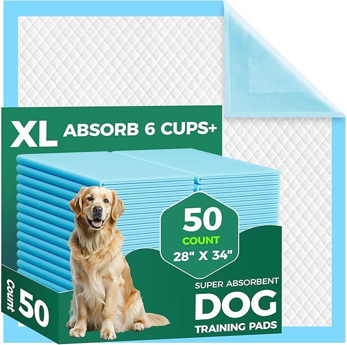 Basics Dog and Puppy Pee Pads with 5Layer LeakProof Design and QuickDry Surface for Potty Training, OdorControl Carbon, XL, 28 x 34 Inch  Pack of 30, Gray