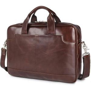 Augus Vintage Leather Briefcase for Men 15.6 Inch Laptop Computer Bag Retro Messenger Crossbody Shoulder Bag | Vintage Leather